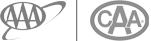 The image shows two logos side by side: one with "AAA" and the other with "CAA," both inside oval shapes.